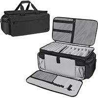 HOMFU Large Capacity DJ Bag Gig Gear Case DJ Controller Bag with Detachable Padded Bottom & Divider DJ Cable File Bag for cables USB musician accessories Black & Grey