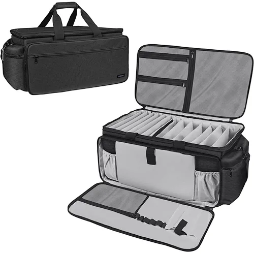 HOMFU Large Capacity DJ Bag Gig Gear Case DJ Controller Bag with Detachable Padded Bottom & Divider DJ Cable File Bag for cables USB musician accessories Black & Grey